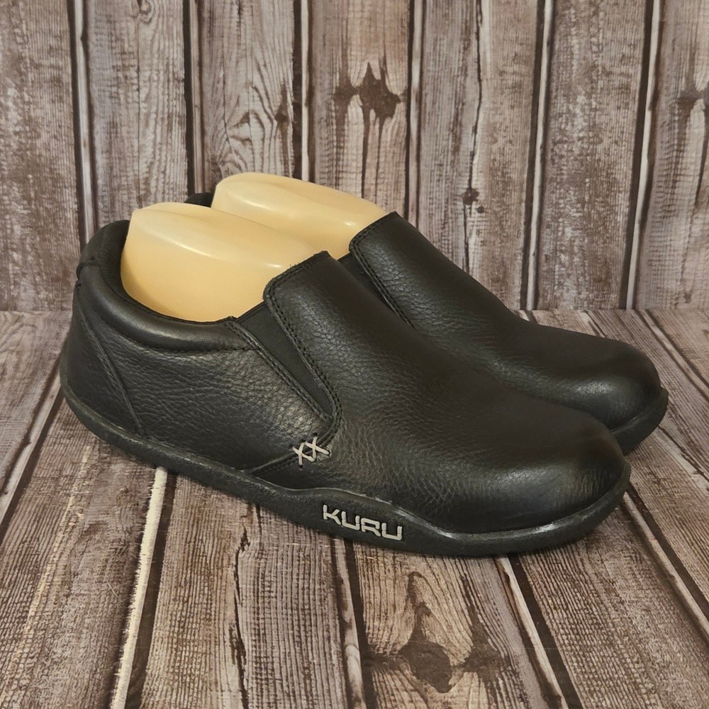 Sz 8.5 Wide Women KURU KIVI Black Leather Slip On Orthopedic Comfort Shoes